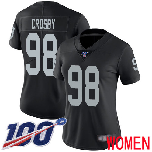 Oakland Raiders Limited Black Women Maxx Crosby Home Jersey NFL Football #98 100th Season Vapor Jersey